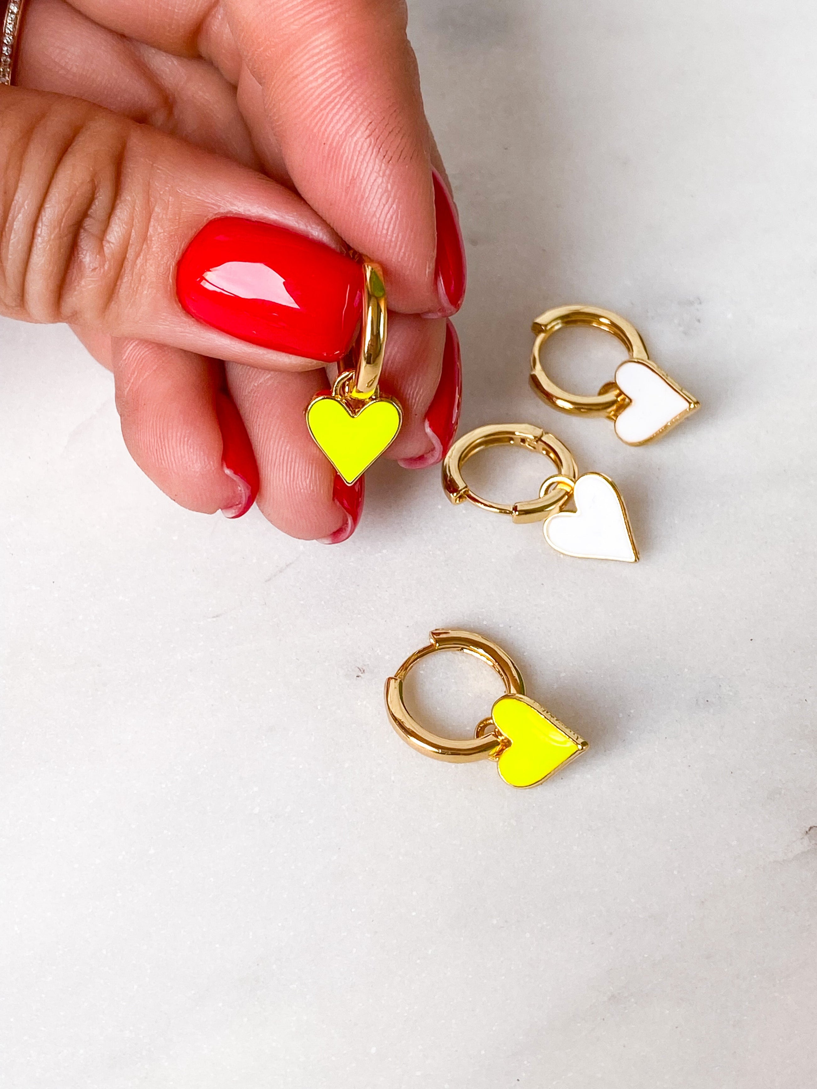 Enamel Heart Earrings