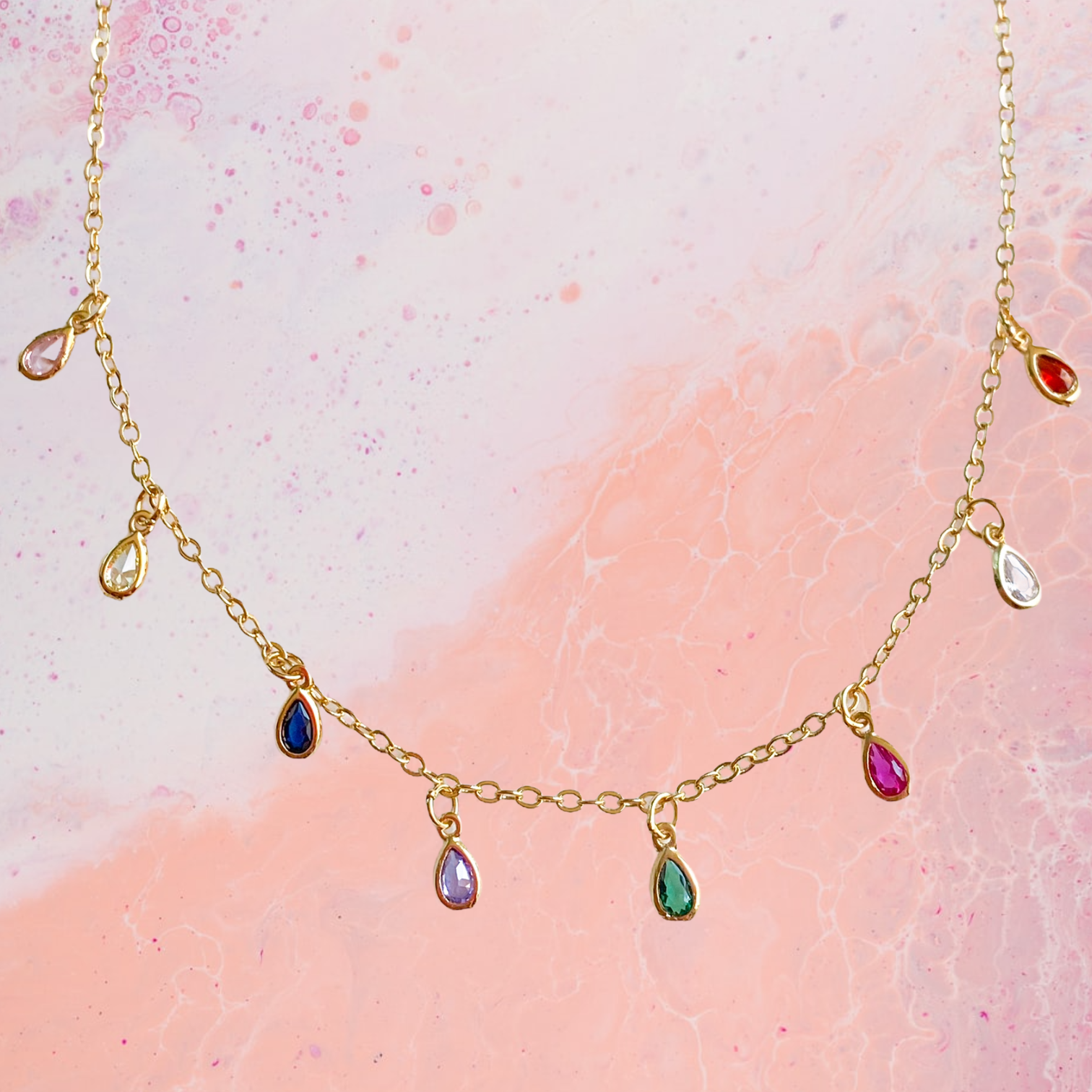 Crystal Rainbow Drop Necklace