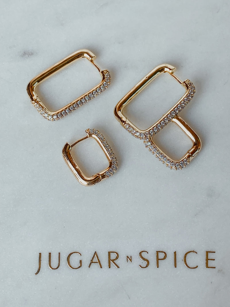 Crystal Rectangle Hoops