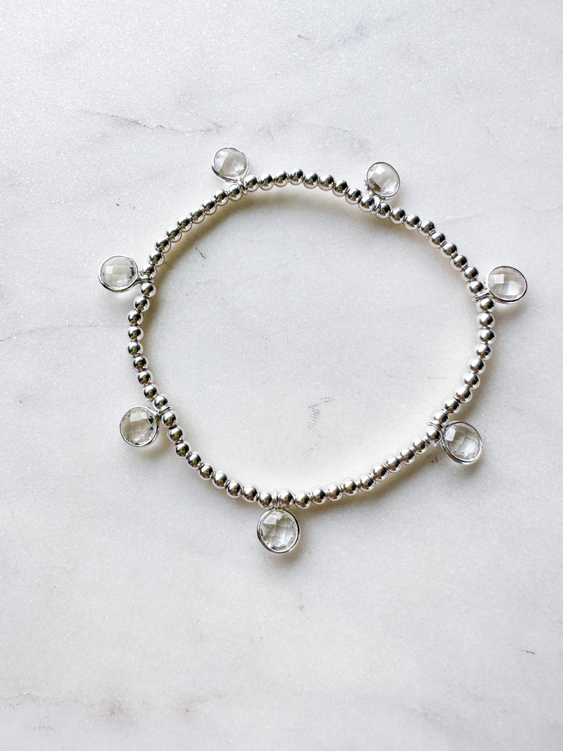 Silver Clear Quartz Drop Bracelet