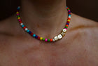Custom Gold Block Necklace ~ Rainbow