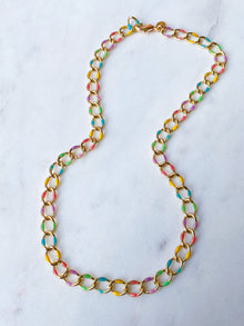Rainbow Enamel Curb Necklace