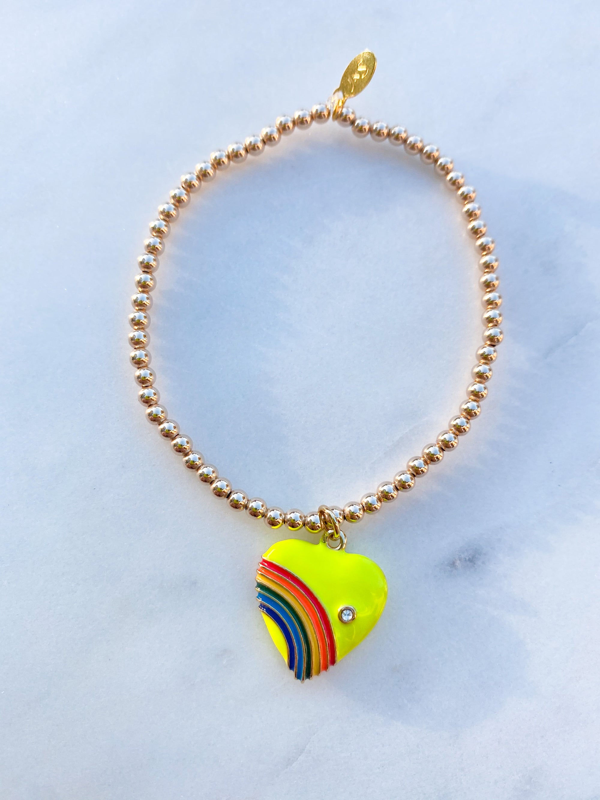 Vintage Rainbow Heart Bracelet