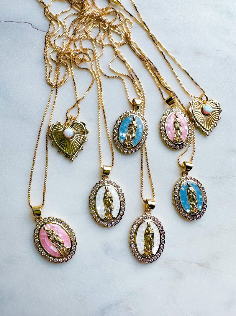 Opal Mary Necklaces