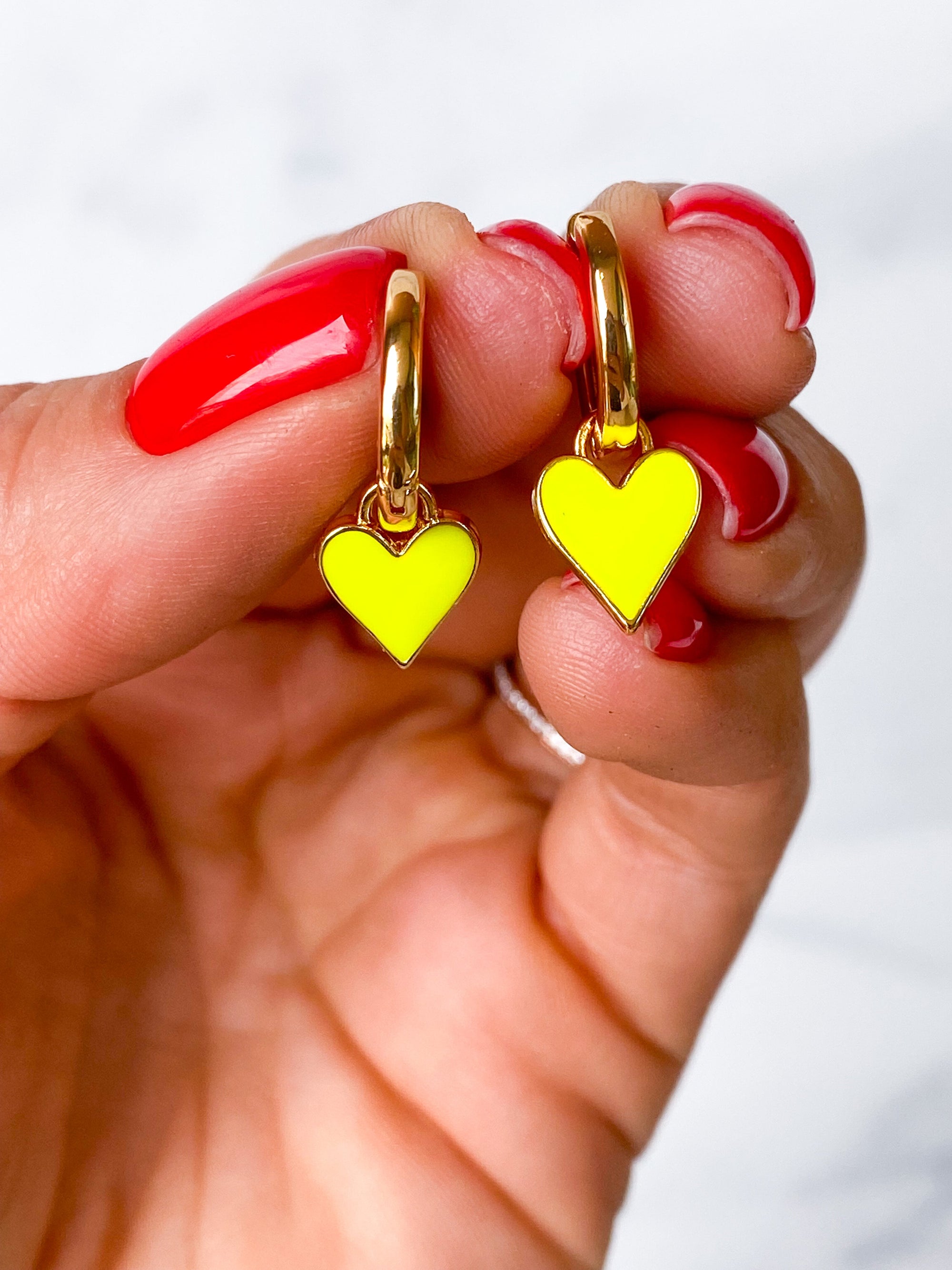 Enamel Heart Earrings