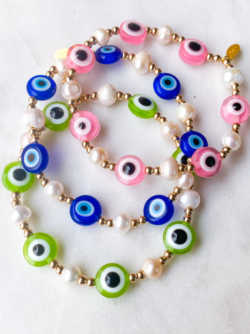 Pearl Glass Eye Bracelet