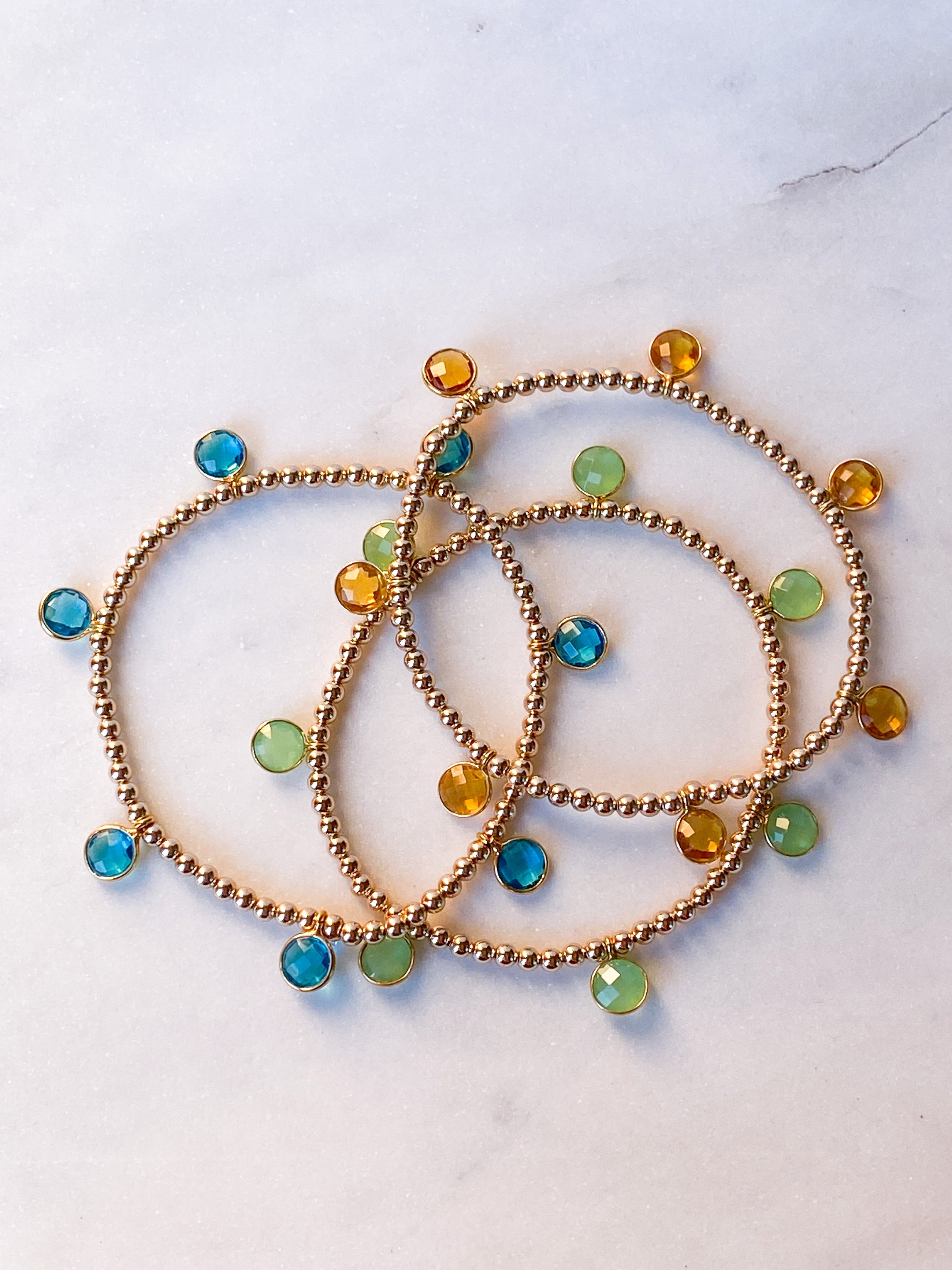 Green Chalcedony Drop Bracelet