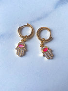 Pink Hamsa Earrings