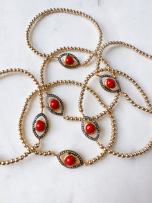 Coral Diamond Eye Bracelet