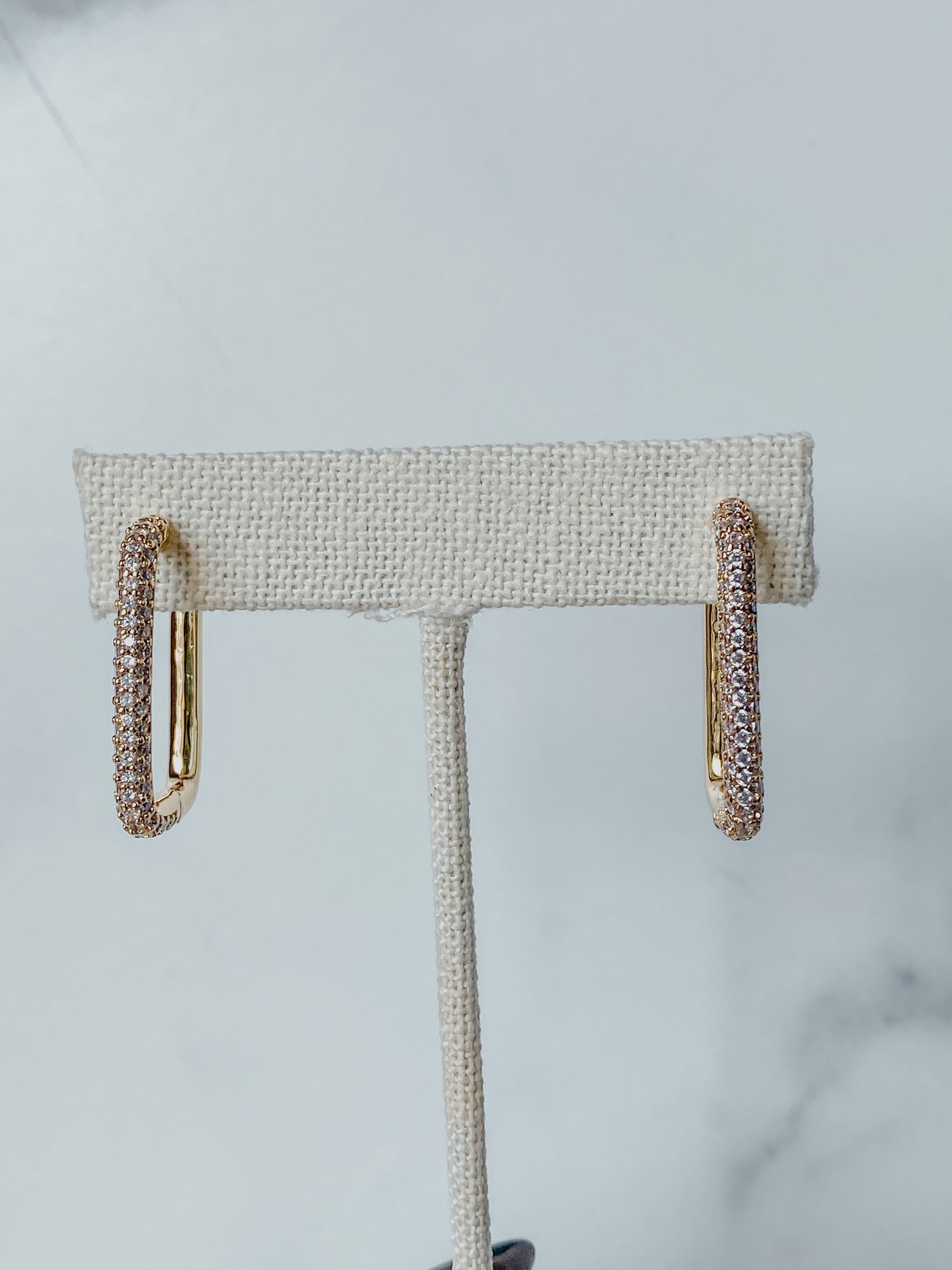 Crystal Rectangle Hoops