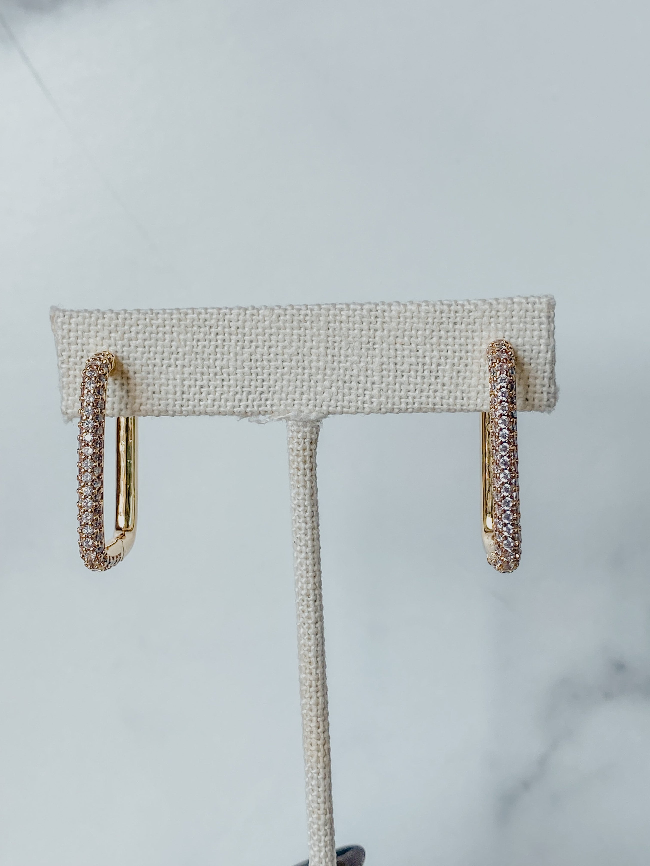 Crystal Rectangle Hoops