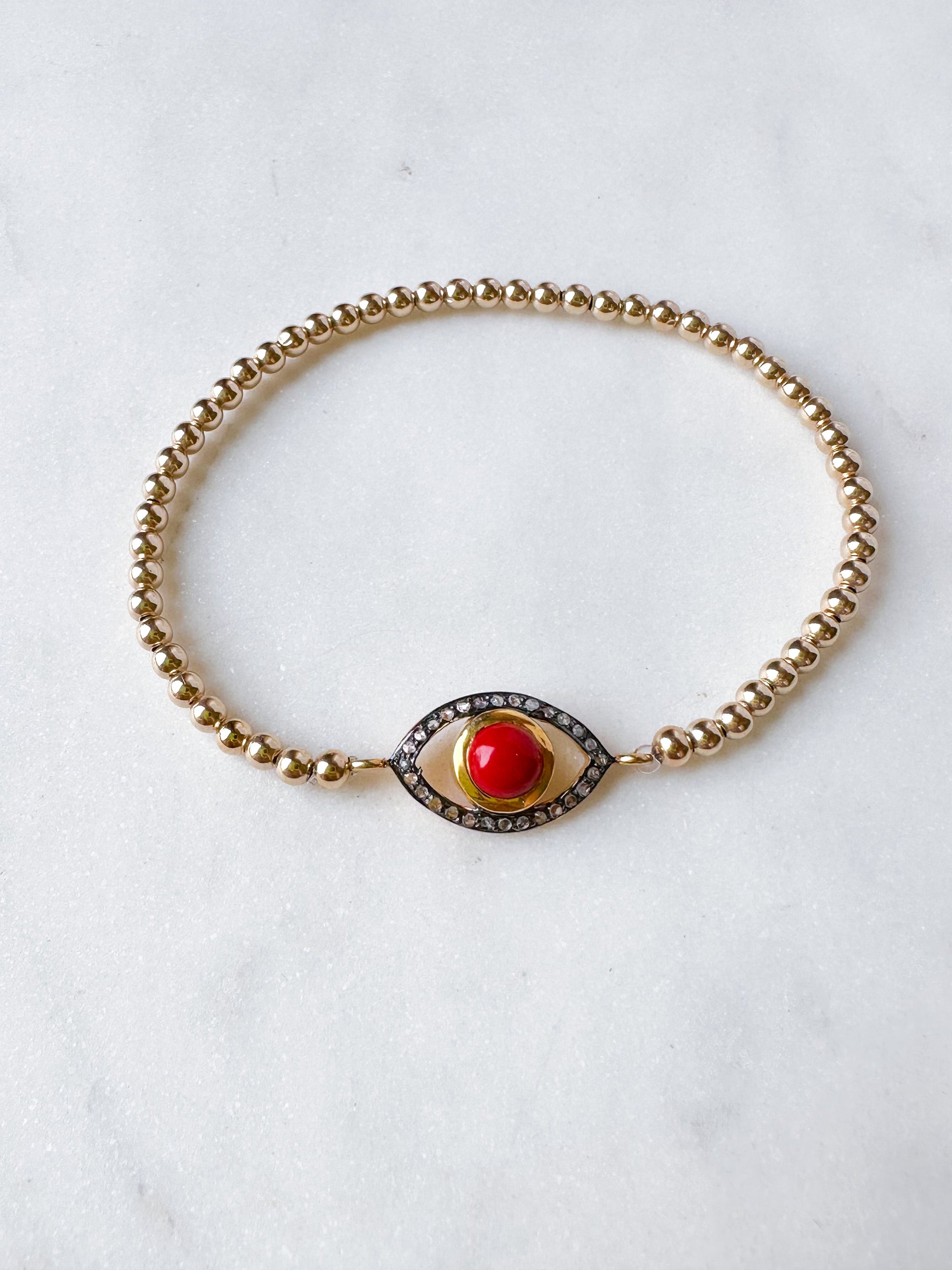 Coral Diamond Eye Bracelet