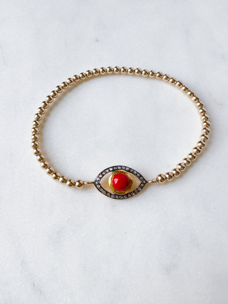 Coral Diamond Eye Bracelet