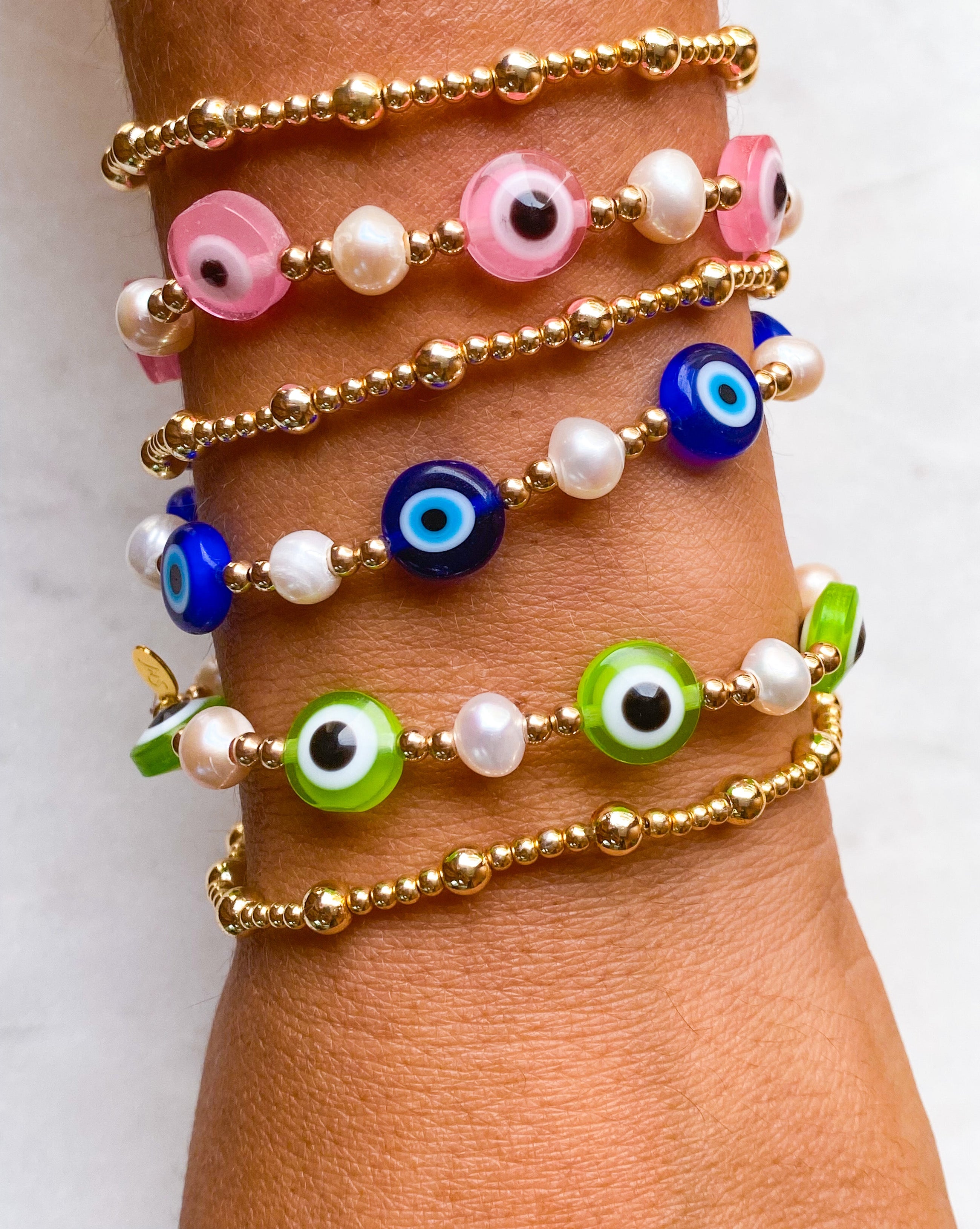 Pearl Glass Eye Bracelet