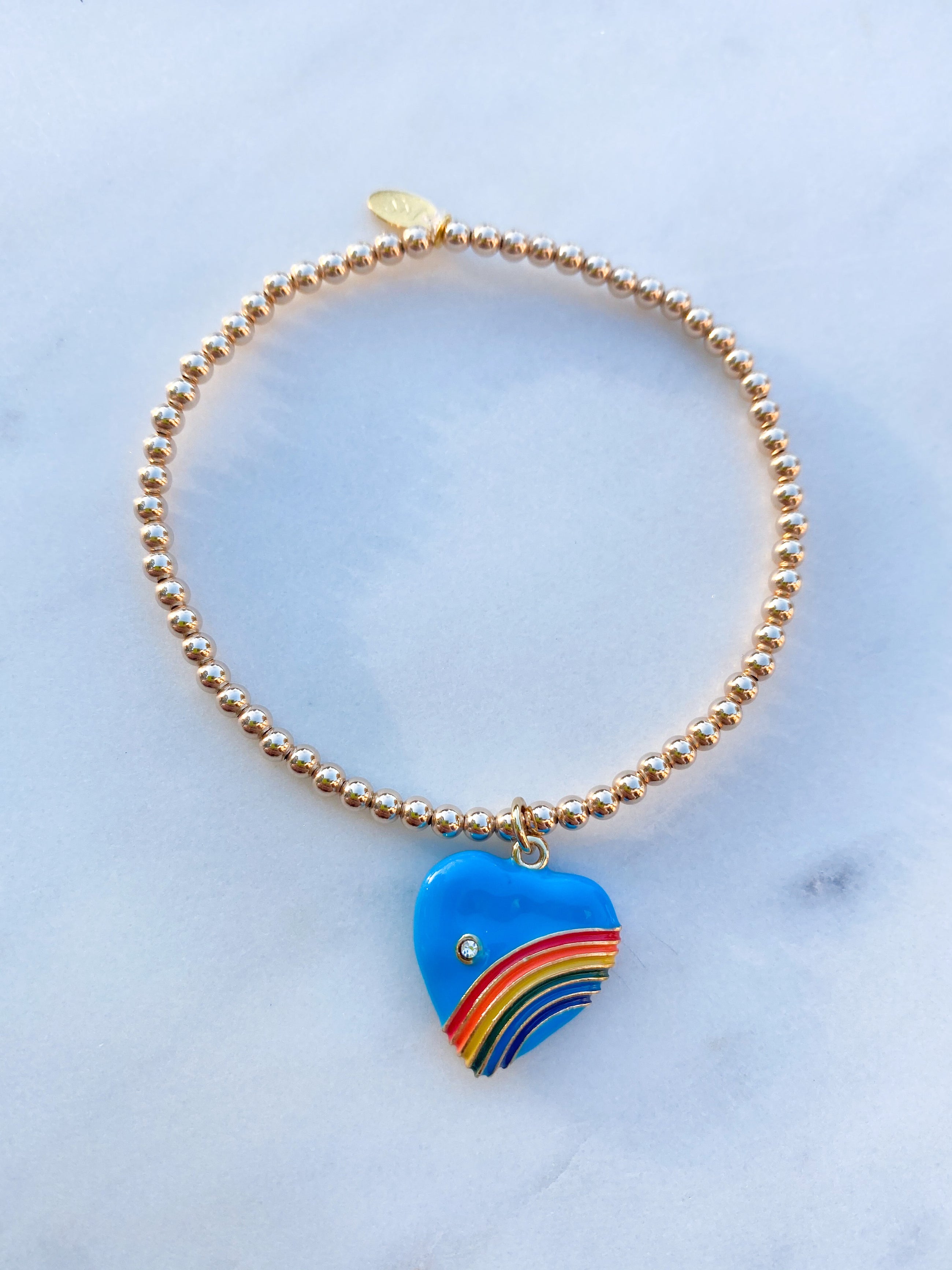 Vintage Rainbow Heart Bracelet