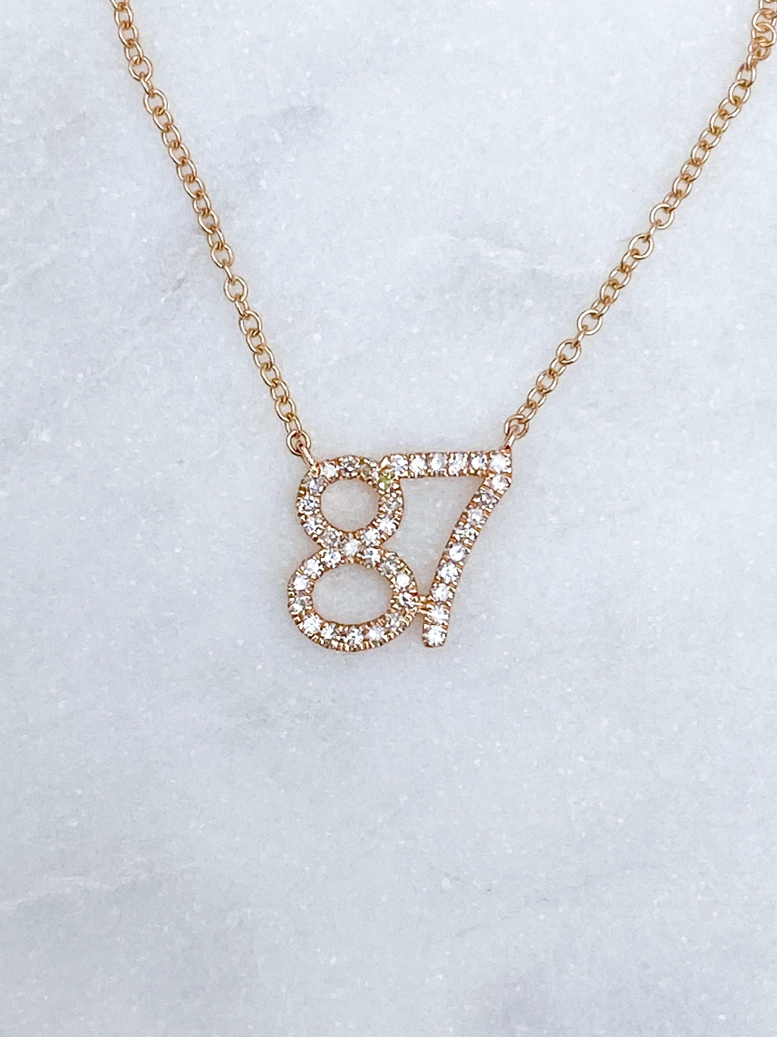 Custom Diamond Number Necklace