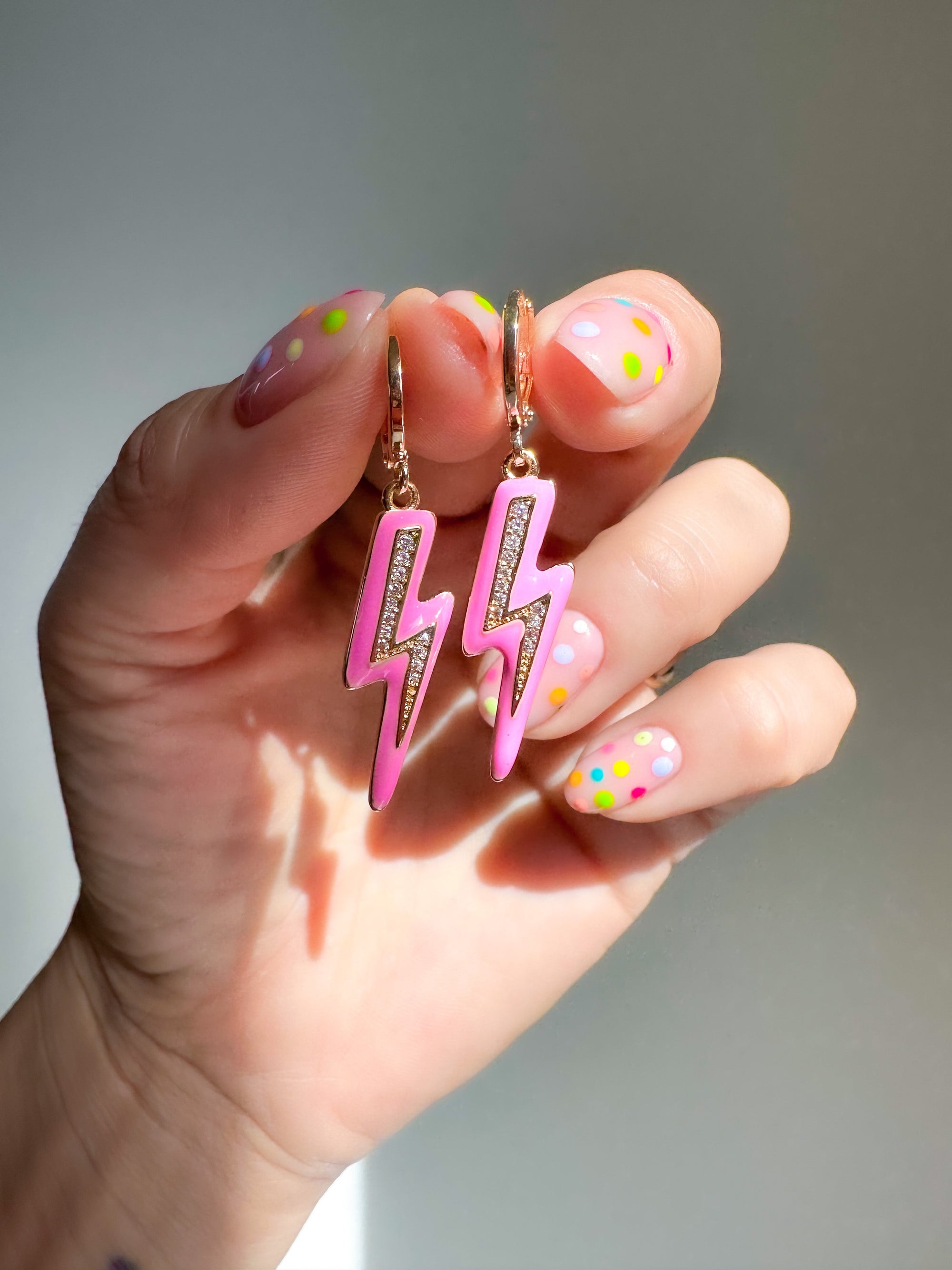 Pink Bolt Earrings