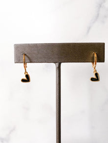Mini Black Heart Earrings
