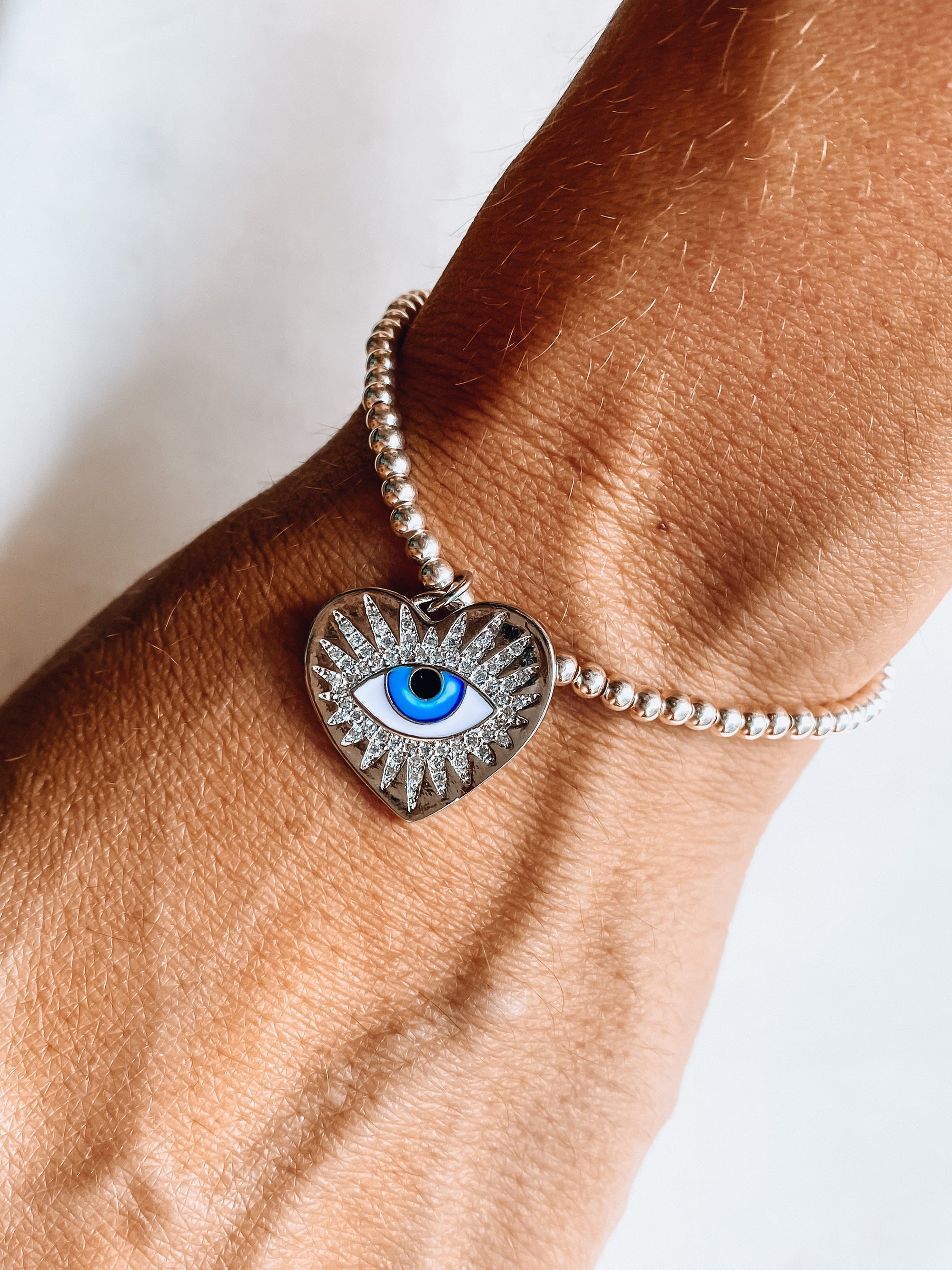 Silver Heart Eye Bracelet