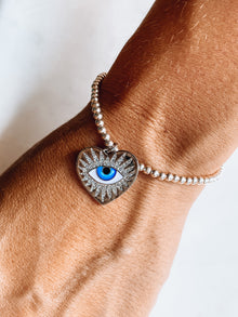 Silver Heart Eye Bracelet