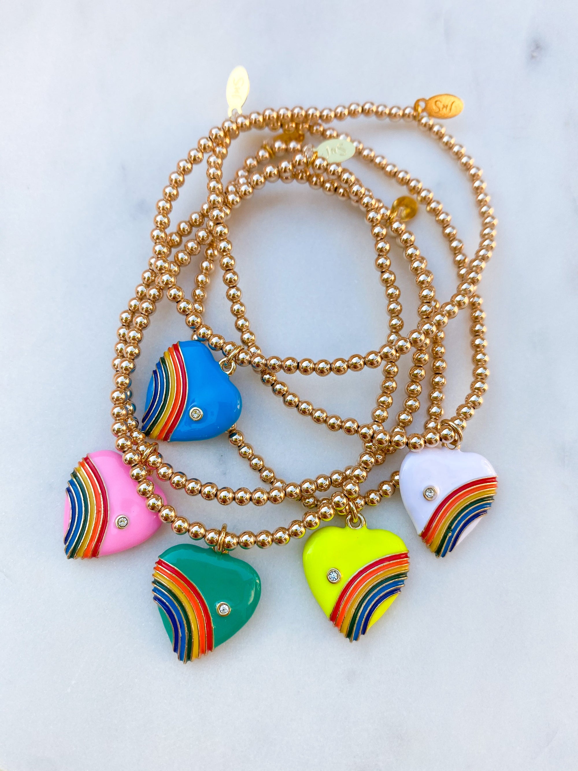 Vintage Rainbow Heart Bracelet