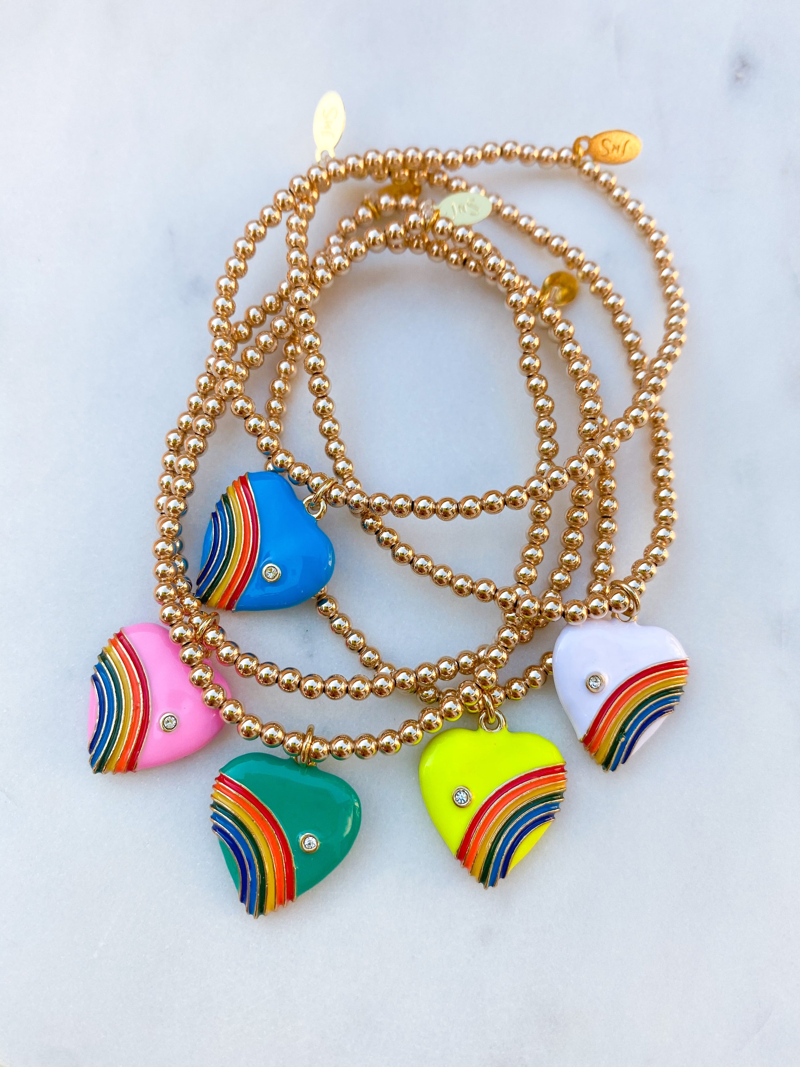 Vintage Rainbow Heart Bracelet