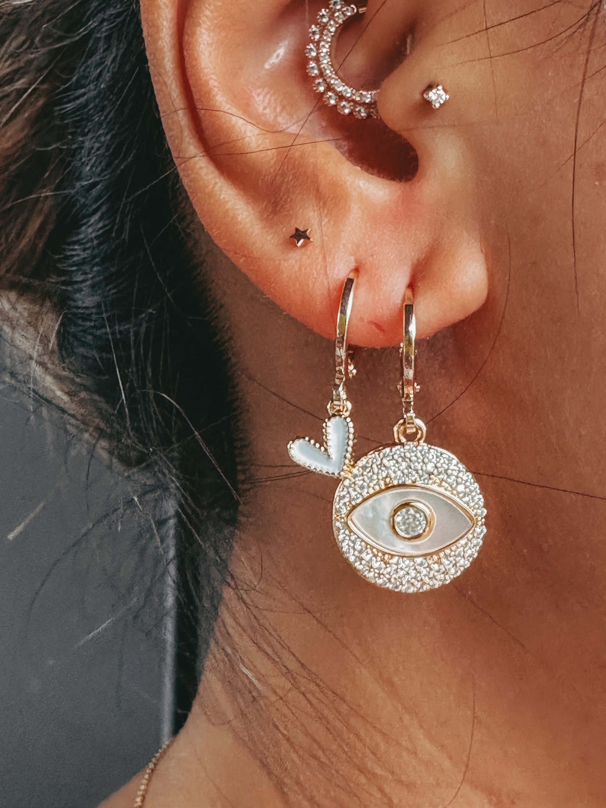 Mini White Heart Earrings