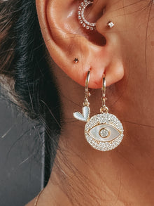 Mini White Heart Earrings