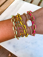 Rainbow Enamel Curb Bracelet