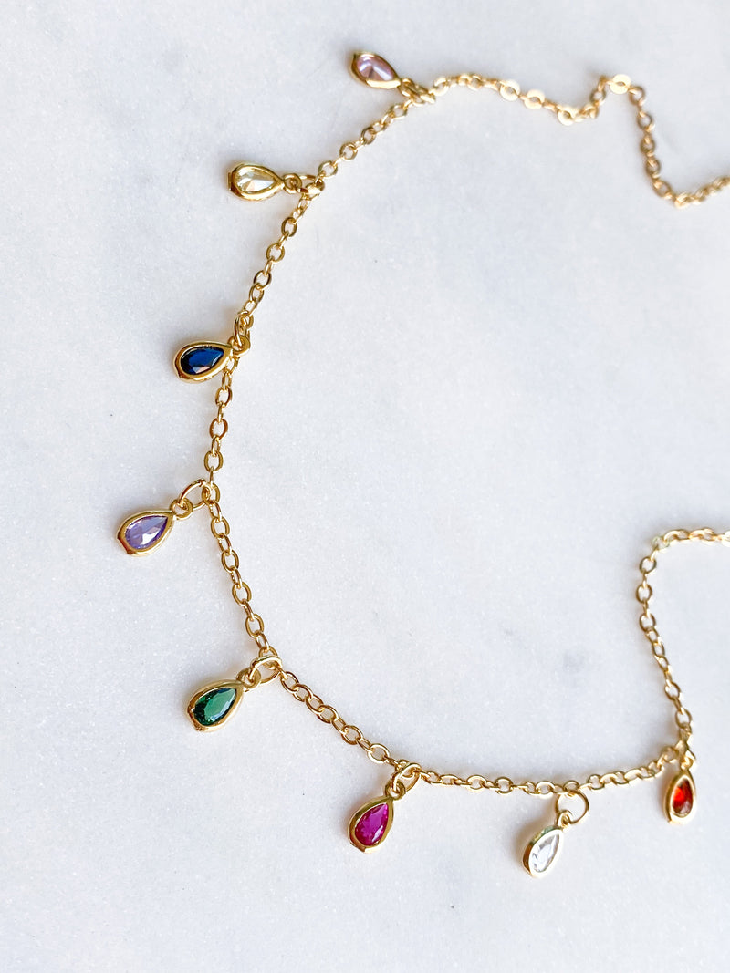 Crystal Rainbow Drop Necklace