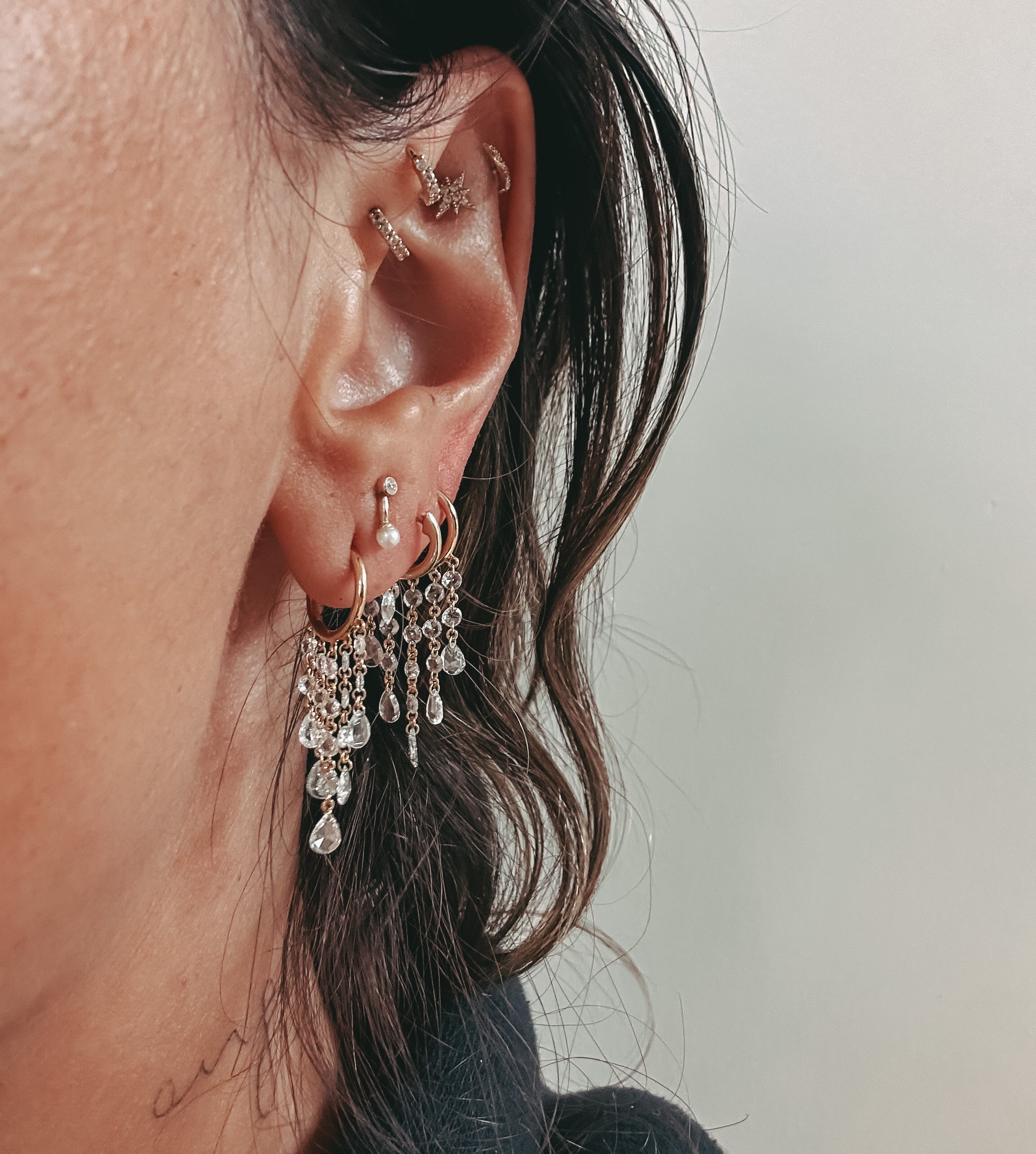 Rose Cut Diamond Chandelier Earrings