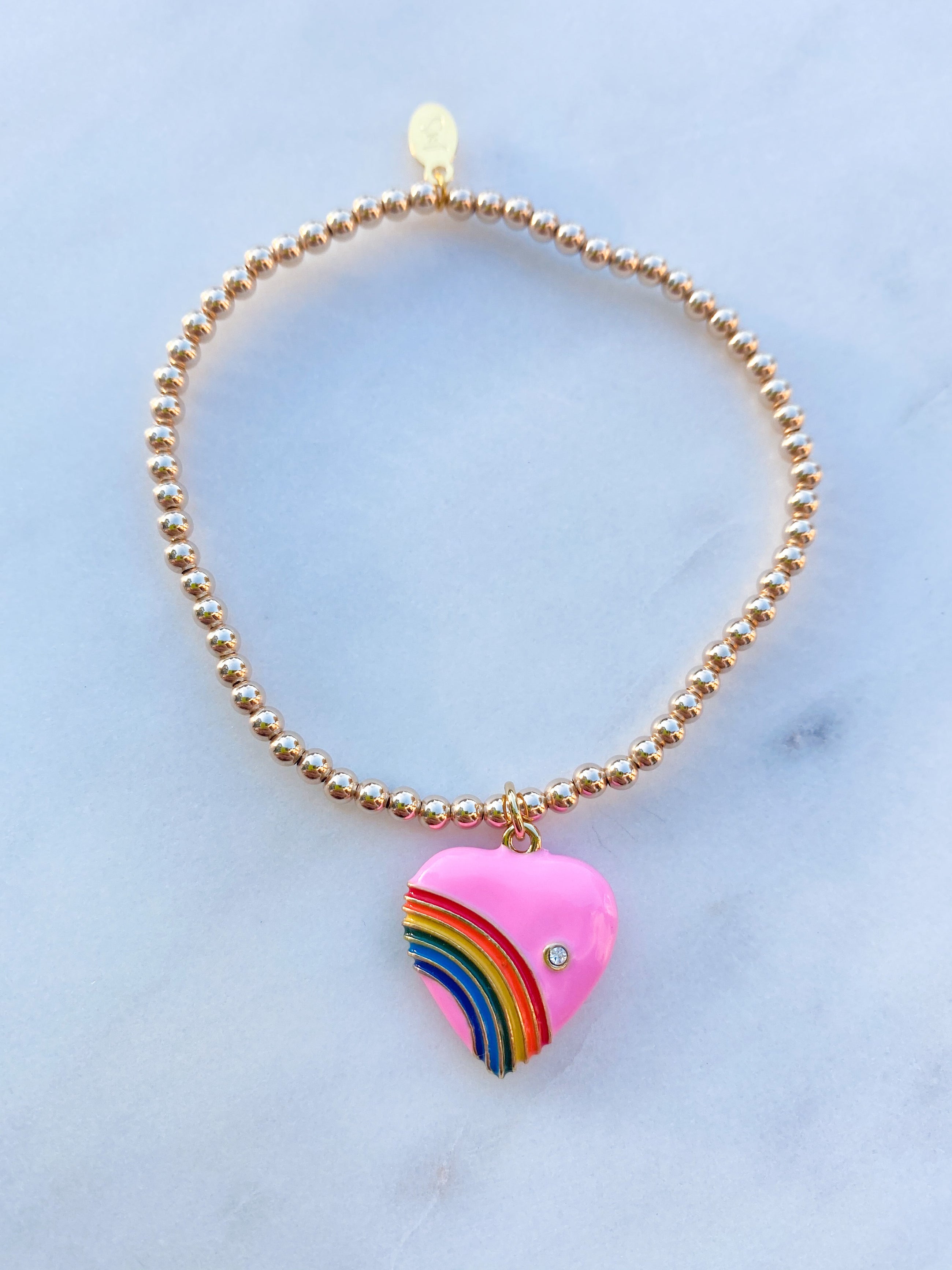 Vintage Rainbow Heart Bracelet
