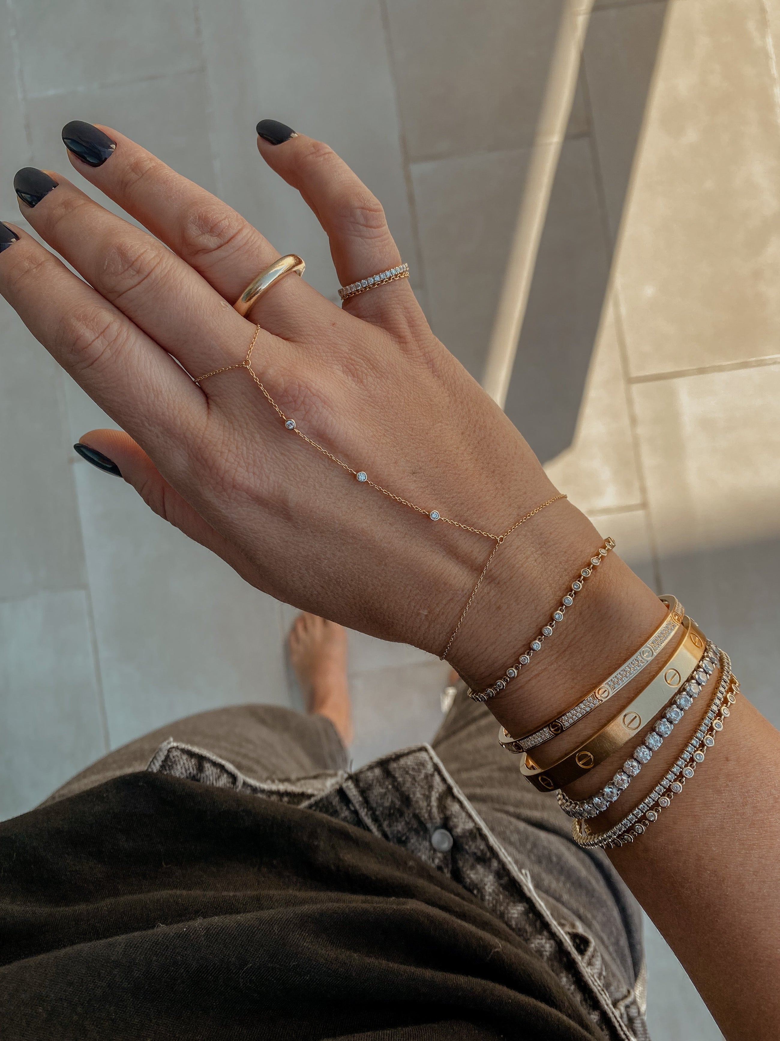 Trio Diamond Finger Bracelet