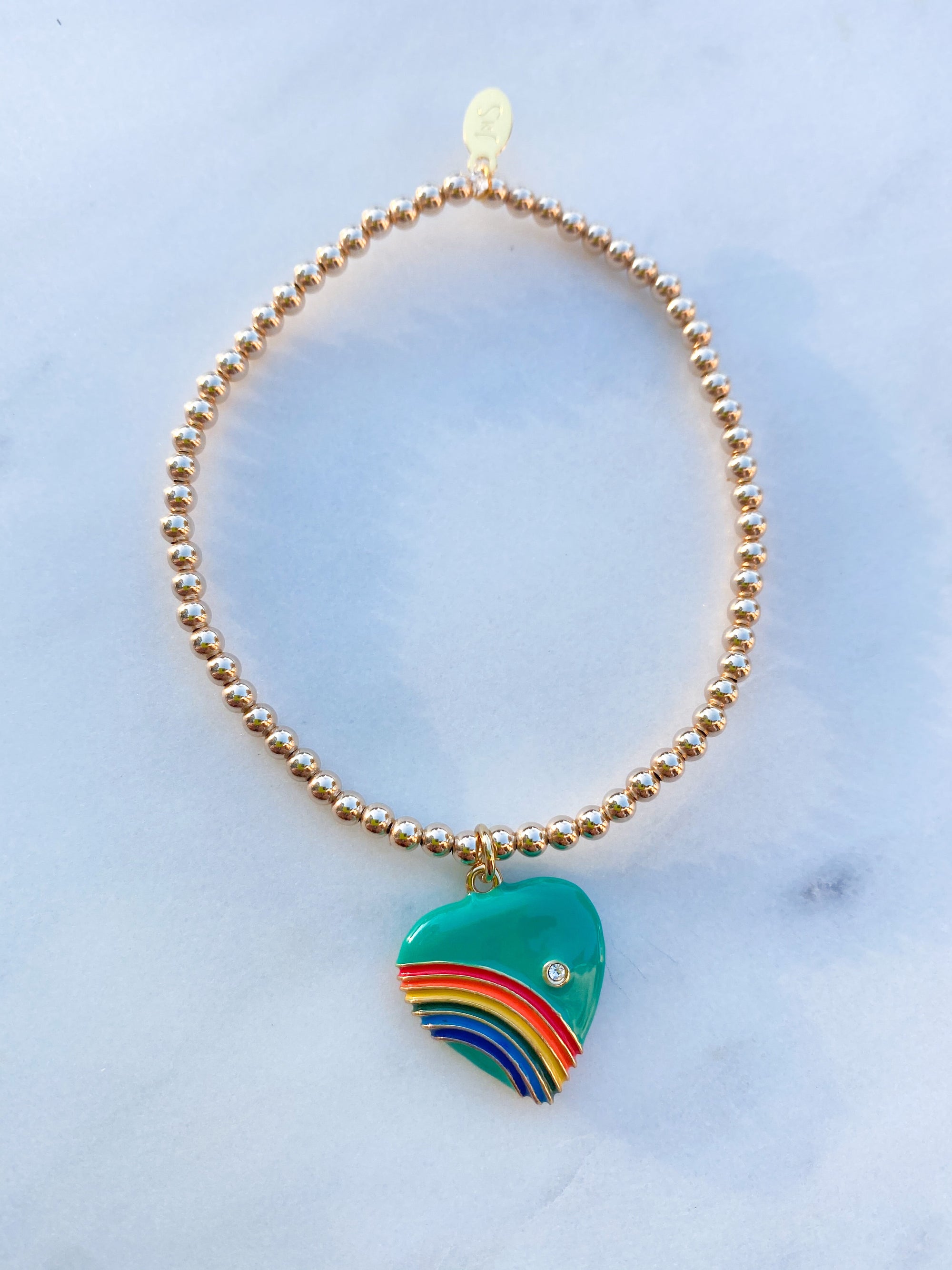 Vintage Rainbow Heart Bracelet