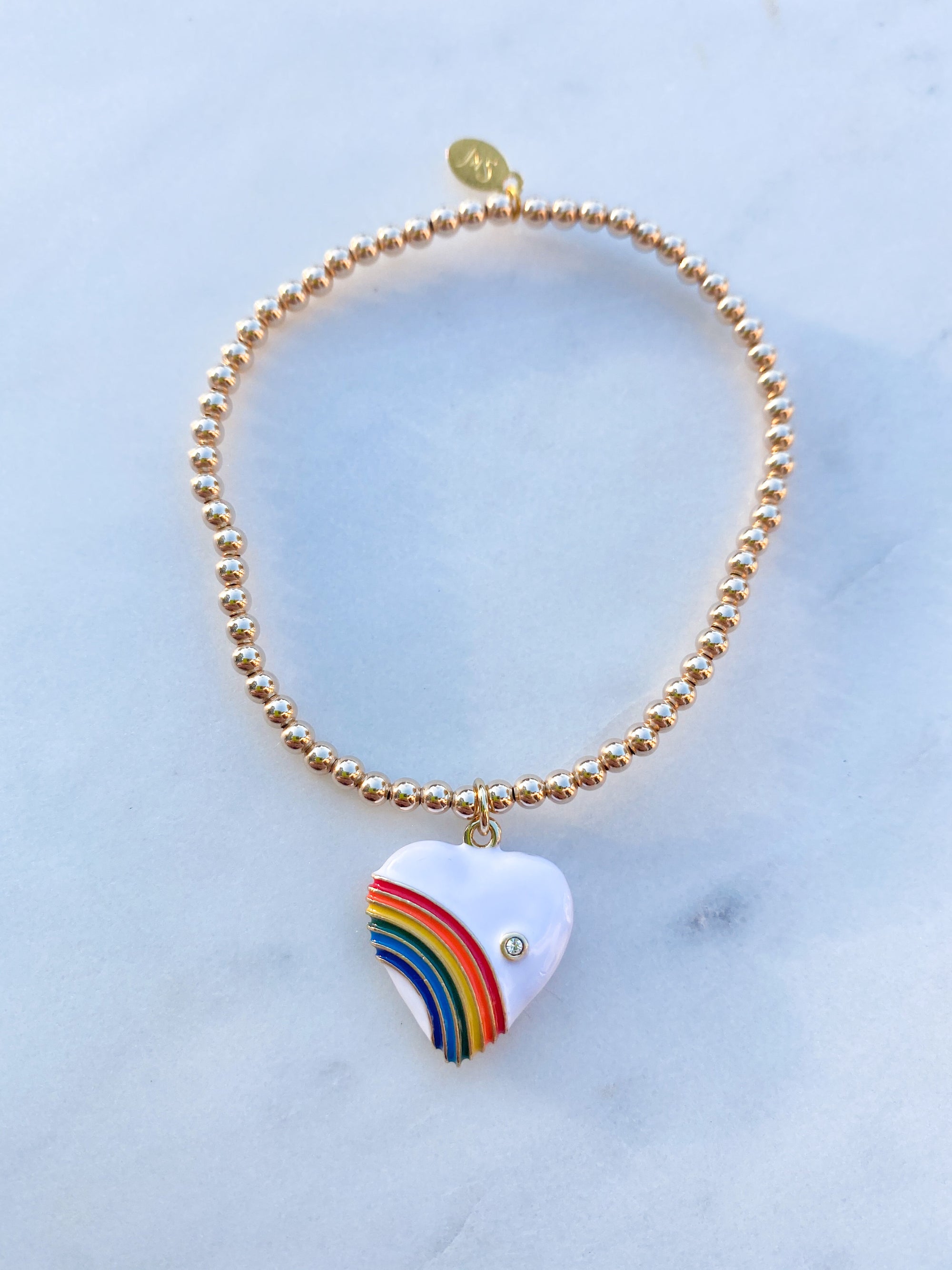 Vintage Rainbow Heart Bracelet
