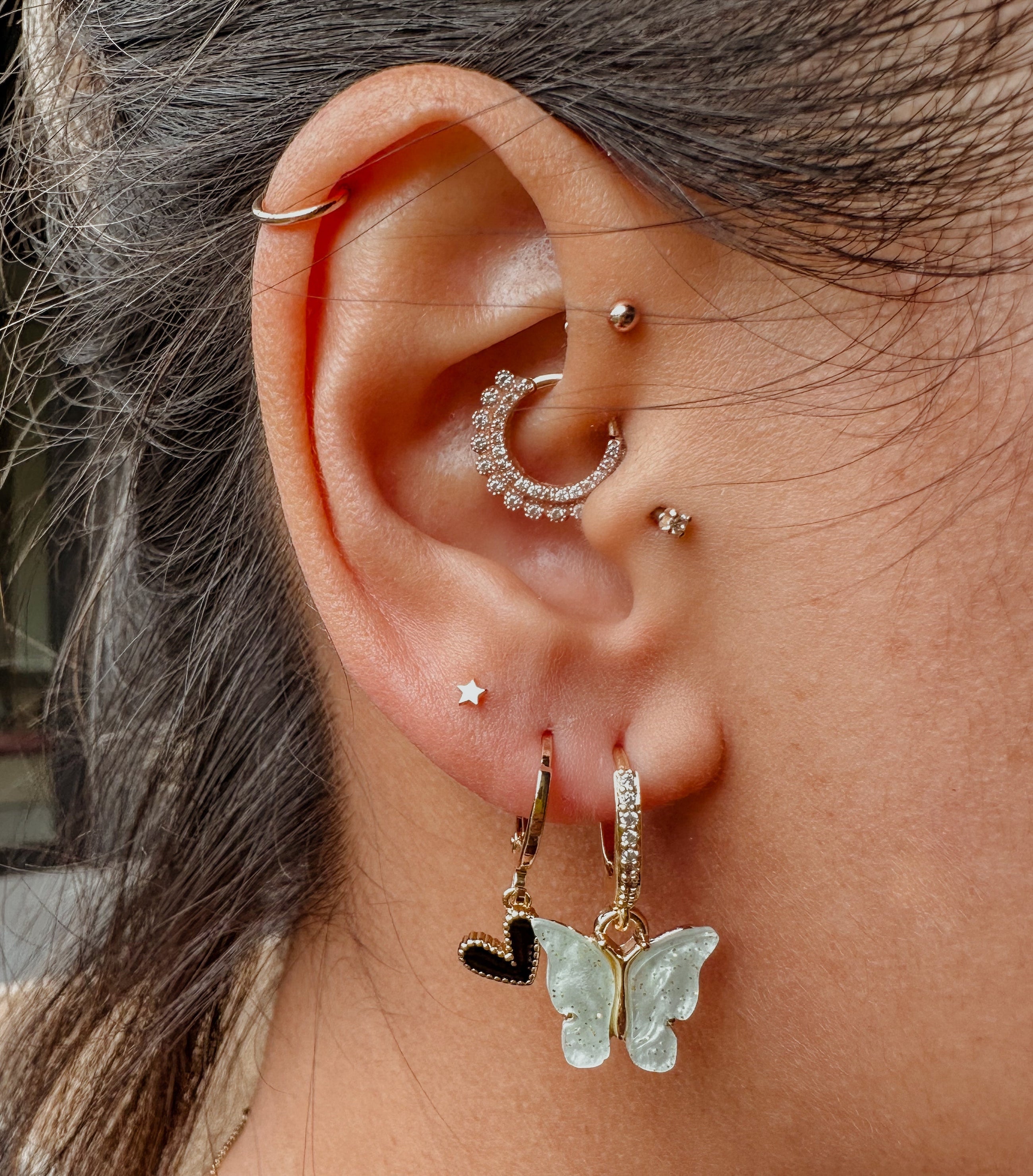 Mini White Heart Earrings