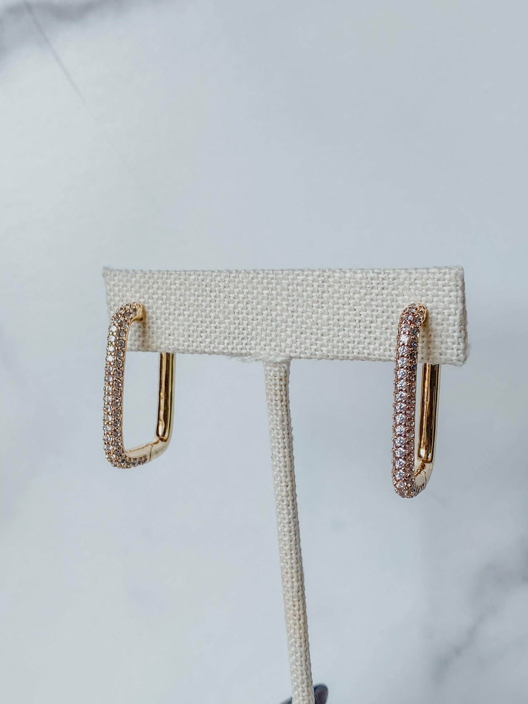 Crystal Rectangle Hoops