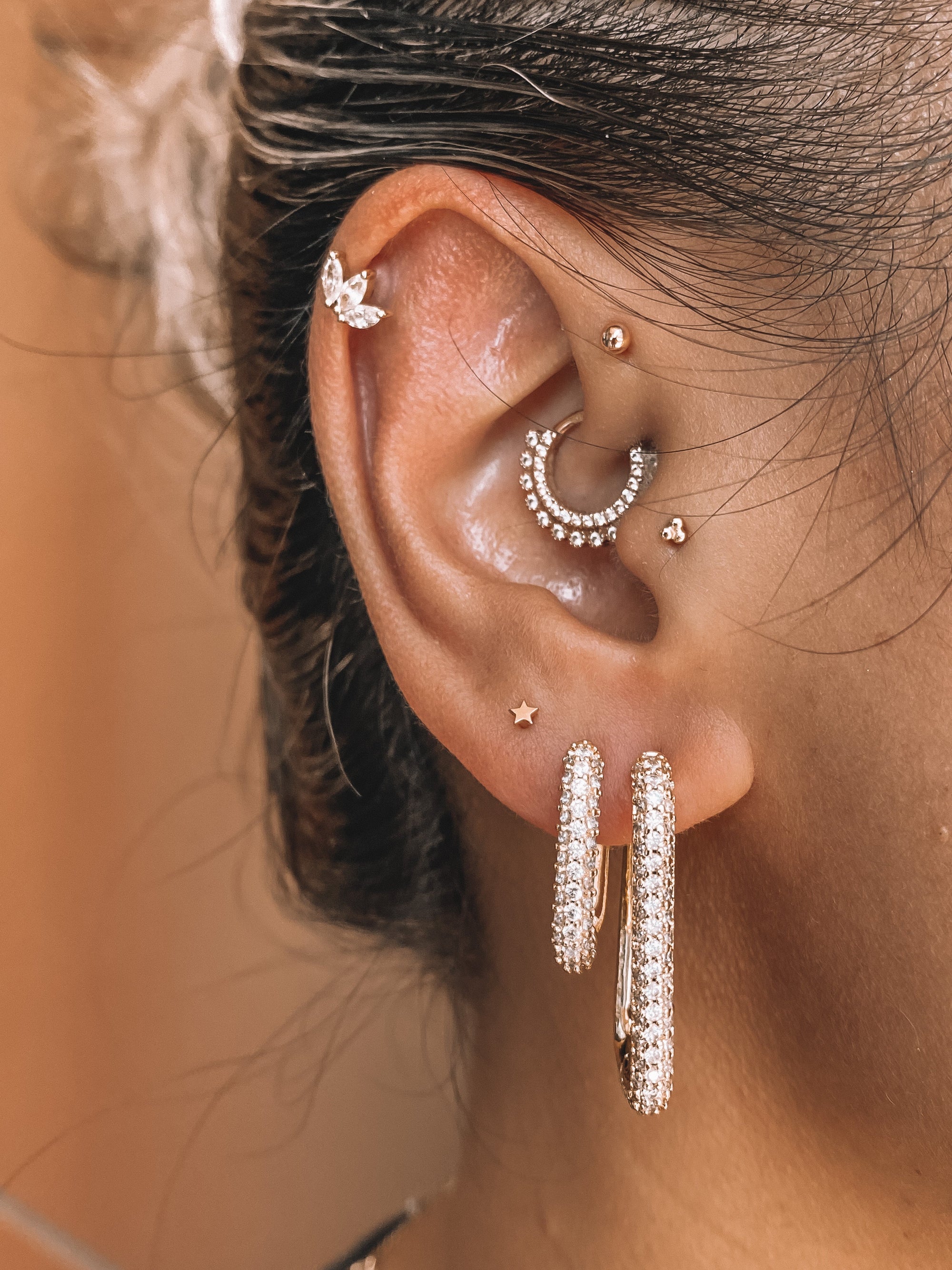 Crystal Rectangle Hoops