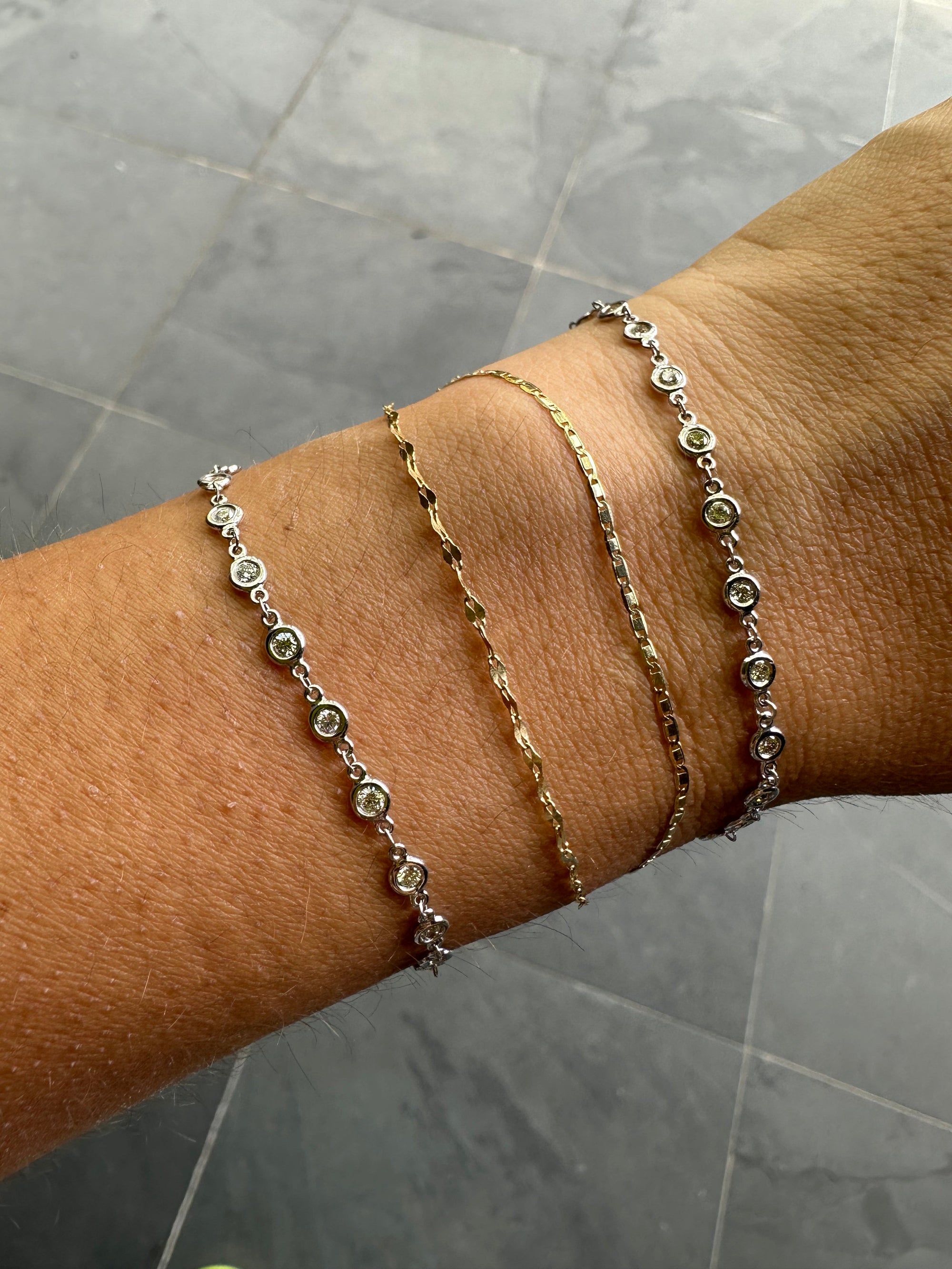 Diamond Bezel Chain Bracelet