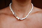 Custom Gold Block Necklace ~ Pearl