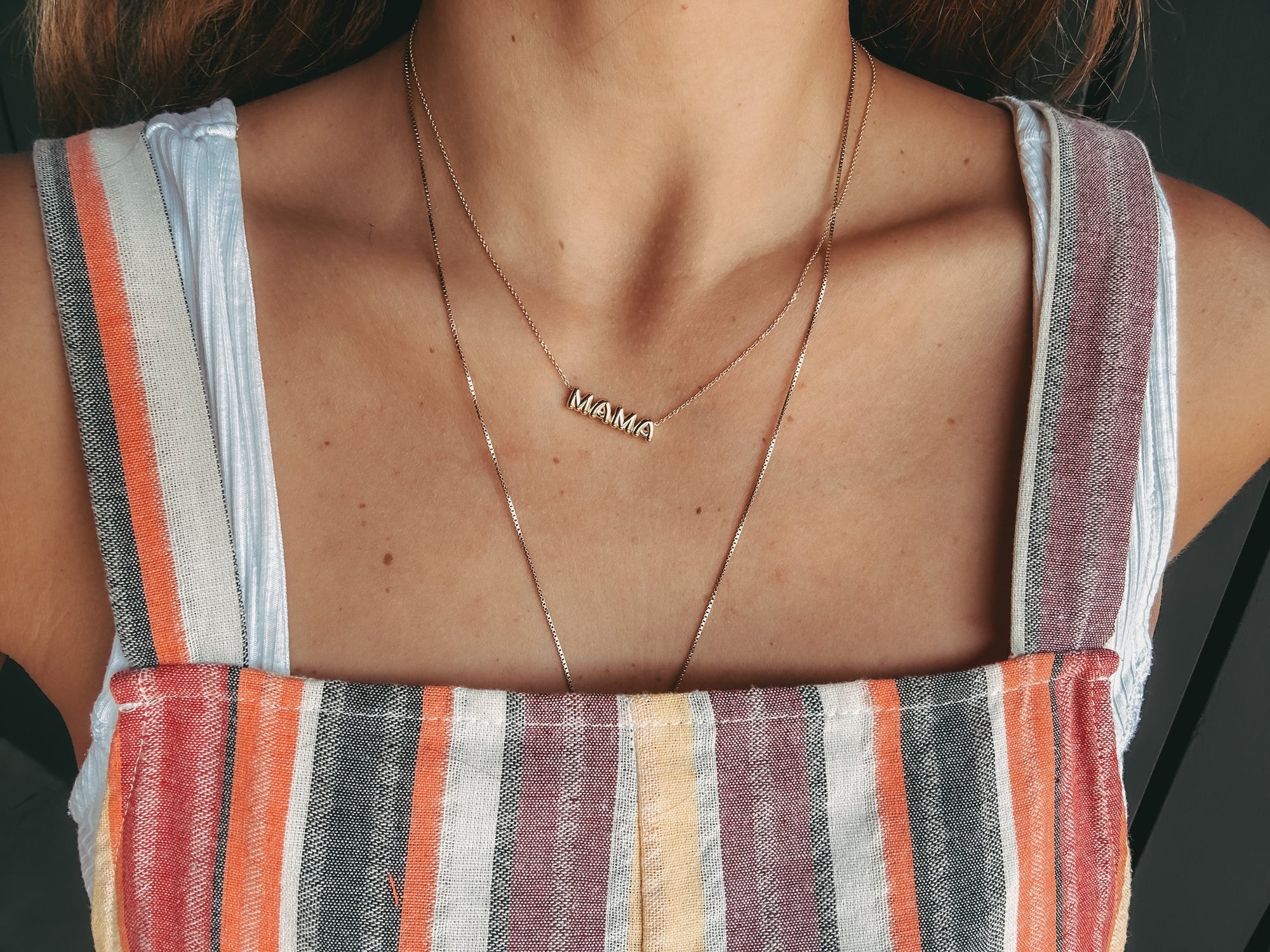 Puffy Gold MAMA Necklace