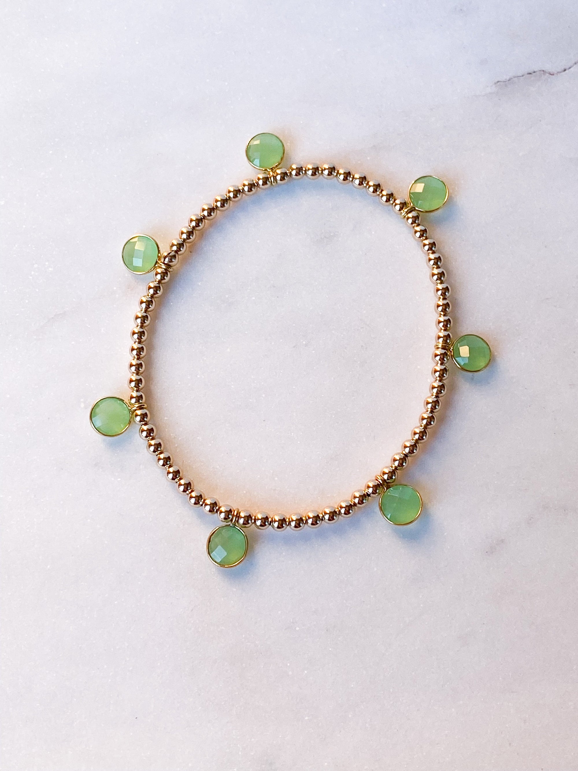 Green Chalcedony Drop Bracelet