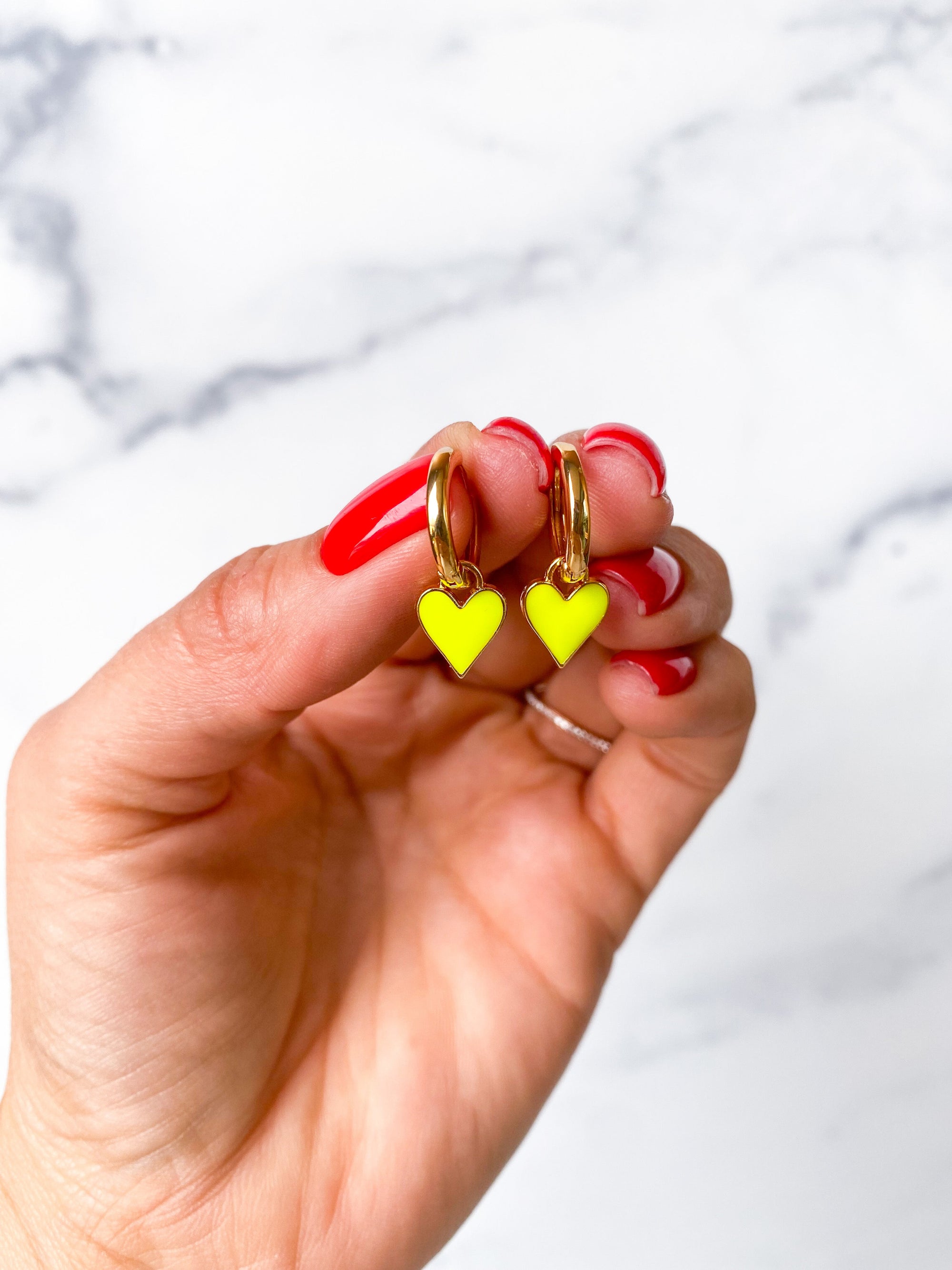 Enamel Heart Earrings