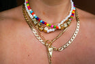 Custom Gold Block Necklace ~ Rainbow